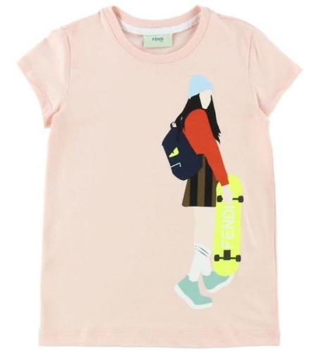 Fendi T-shirt - Rosa m. Skaterpige