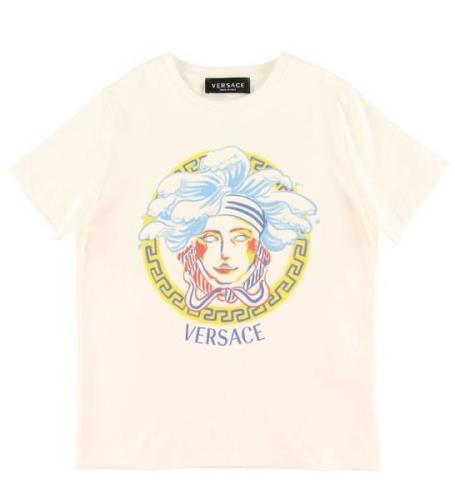 Versace T-shirt - Hvid m. Multifarvet Logo