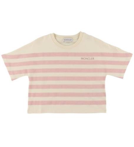 Moncler T-shirt - Cropped - Rosa/Cremestribet