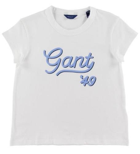 GANT T-shirt - Gant Script - Hvid m. LyseblÃ¥