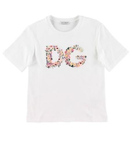 Dolce & Gabbana T-shirt - Country - Hvid m. Blommabroder