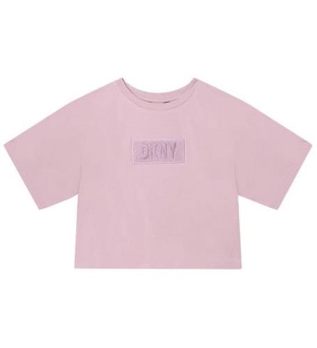 DKNY T-shirt - Cropped - Lilla m. FrottÃ©