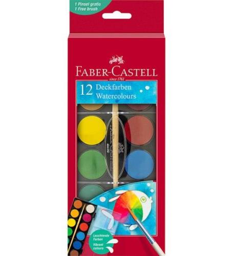 Faber-Castell Vandfarve - Akvarel - 12 Farver + 1 Pensel