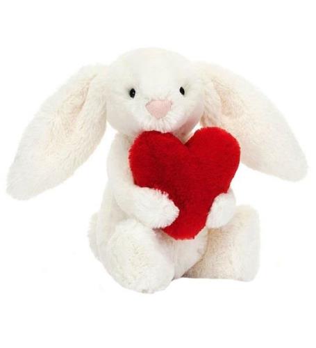 Jellycat Bamse - Small - 18x9 cm - Red Love Heart Bashful Bunny