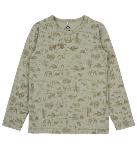 Mikk-Line Bluse - Uld/Bambus - Desert Sage m. Print