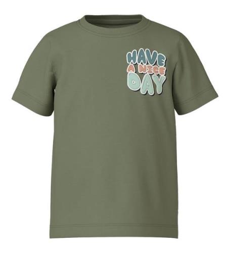 Name It T-shirt - NmmVictor - Oil Green/Have A Nice Day