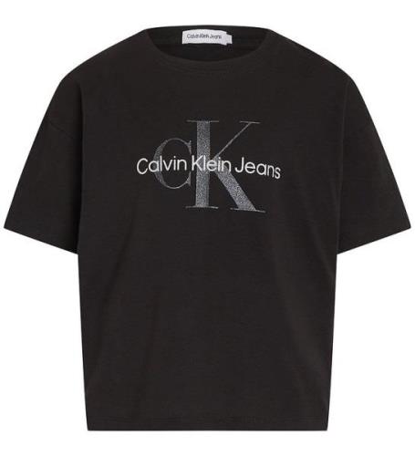 Calvin Klein T-shirt - Glitter Monogram Boxy - Ck Black