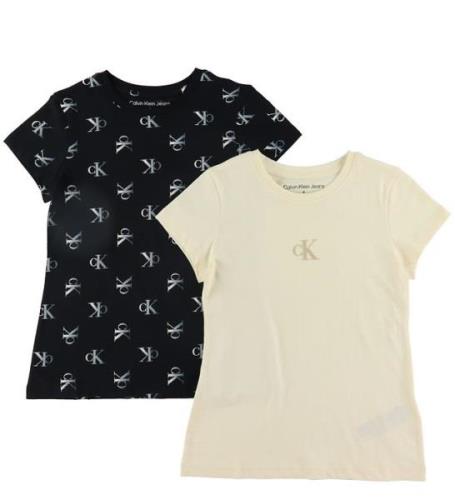 Calvin Klein T-shirt - 2-pak - Black Monogram Aop/Afterglow