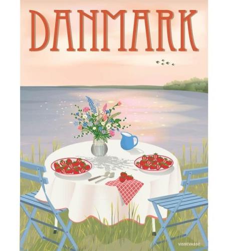 Vissevasse Plakat - 50x70 cm - Danmark - Jordbær