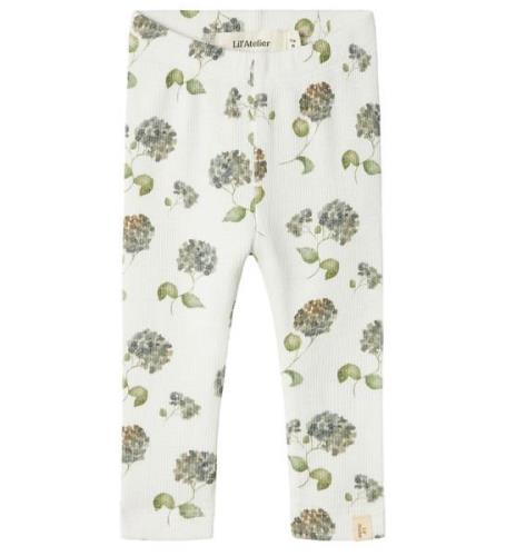 Lil' Atelier Leggings - Rib - NbfGavo - Coconut Milk/Blue Flower