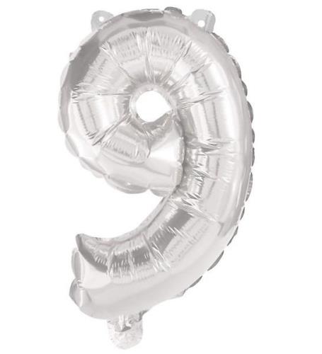 Decorata Party Foil Ballon - 95cm - No 9 - Sølv