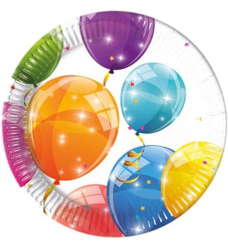 Decorata Party Paptallerkner - 8-pak - 23 cm - Sparkling Balloon