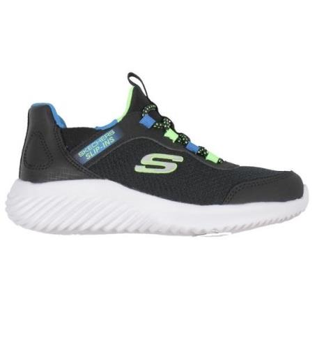 Skechers Sko - Brisk-Burst Slip-Ins - Black/Blue/Lime