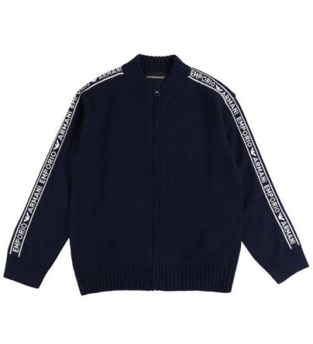 Emporio Armani Cardigan - Akryl/Uld - Navy m. Logostriber