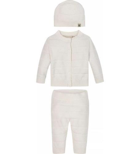 Calvin Klein SÃ¦t - Cardigan/Bukser/Hat - Rib Strik - Ivory