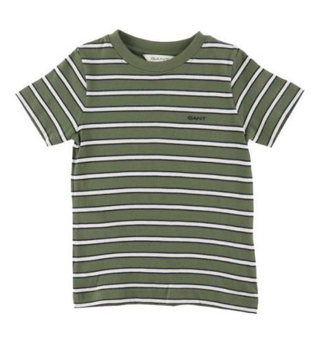 GANT T-shirt - Juniper Green/Hvidstribet