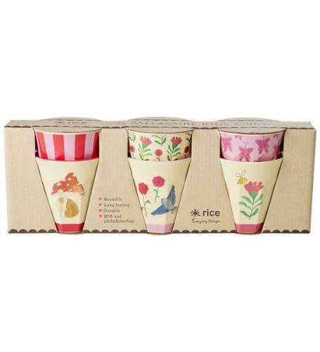 Rice Kopper - Melamin - 6 stk. - 160 ml - Pink/Happy Forest