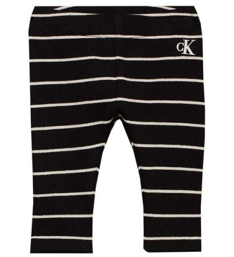 Calvin Klein Leggings - Rib - Sort/Hvidstribet