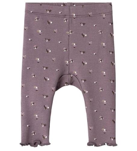 Name It Leggings - Rib - NbfOlinne - Arctic Dusk m. Blomster