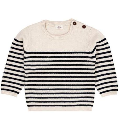 Copenhagen Colors Bluse - Uld - Strik - Cream/Navy Stripe