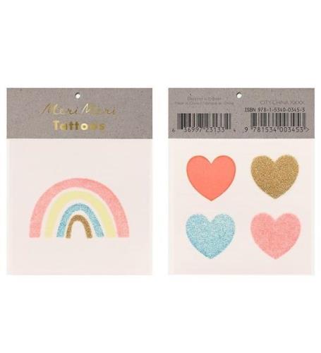 Meri Meri Tatoveringer - Small - Rainbow & Hearts