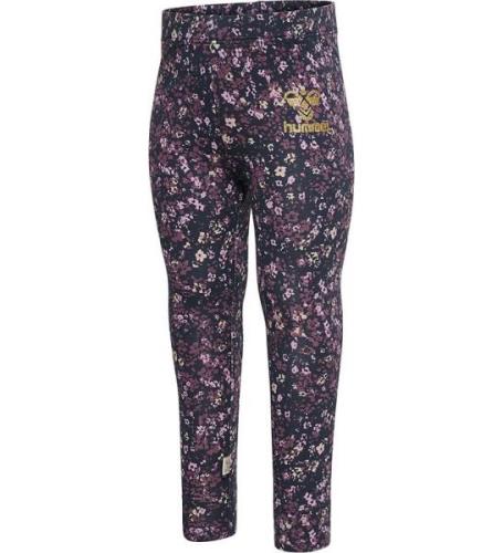 Hummel Leggings - hmlFloa - Ombra Blue/Lilla m. Blomster