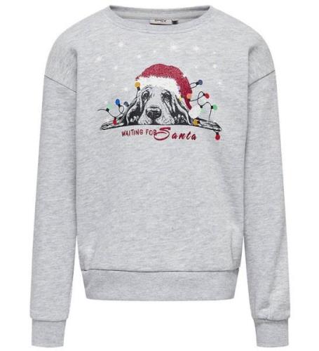 Kids Only Sweatshirt - KogYda - Xmas Life - Light Grey Melange/B